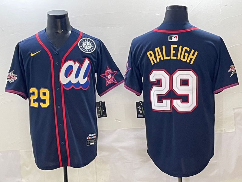Men 2025 Seattle Mariners #29 Raleigh dark Blue All star Nike MLB Jersey style 07